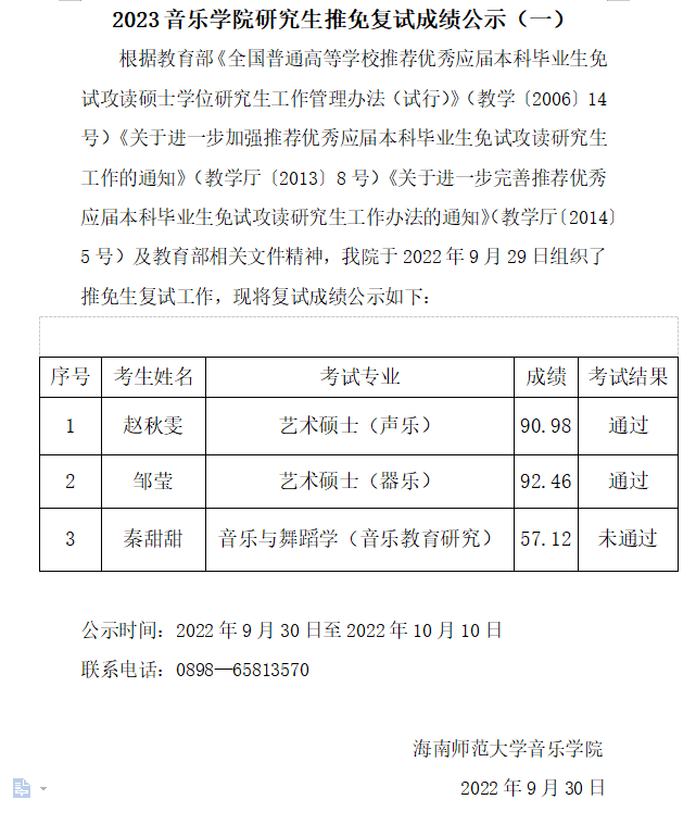 2023乐玩（中国）研究生推免复试成绩公示（一）